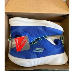 New Skechers Kids Go Run 400 V2 Goltran Blue/Lime Size 2 Mesh‎ Hook & Loop